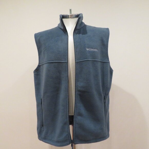 Men Large Blue Vest Columbia Fleece Lone Ridge Zipper Pocket Lightweight Warm - Picture 1 of 13